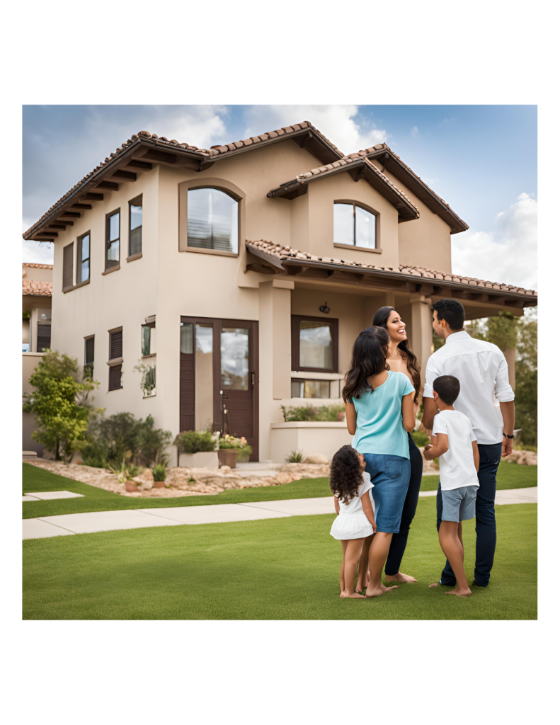 A family looking at houses for sale, representing the process of how to buy a home.